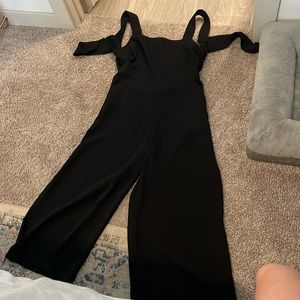Open tie back jumpsuit wide leg